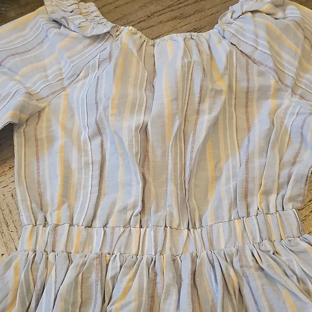 Striped Long Sleeve Dress Size 12 NWT - Light Blue & Cream
